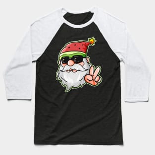 Santa Hat Watermelon Victory Sign Sunglass Christmas in July Baseball T-Shirt